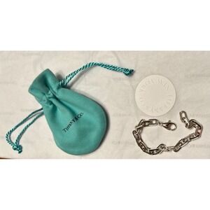 Tiffany & Co  T&Co Sterling Silver Oval Link Chain Bracelet  w Pouch